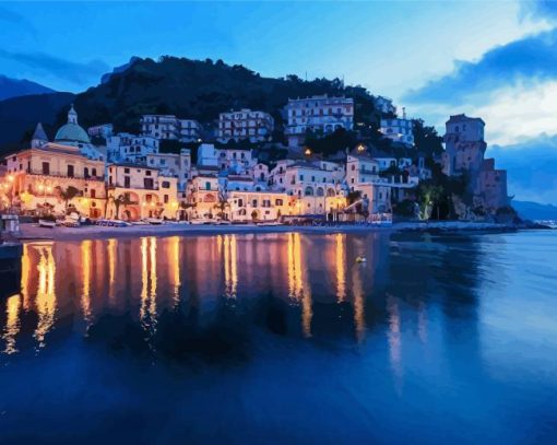 Amalfi Coast At Night Diamond Painting