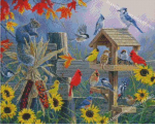 At The Birdfeeder Diamond Paintings