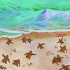 Baby Turtles By Beach Diamond Paintings