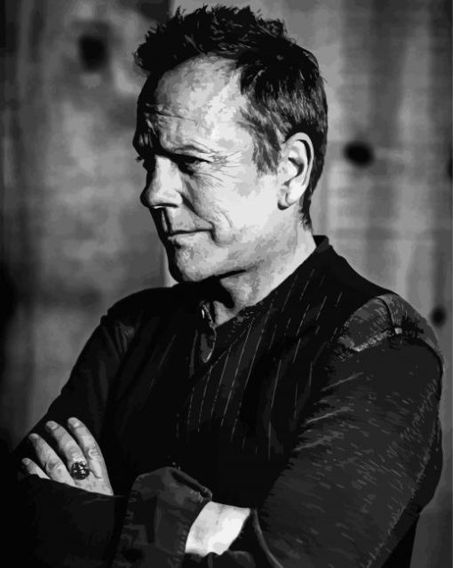 Black And White Actor Kiefer Sutherland Diamond Paintings