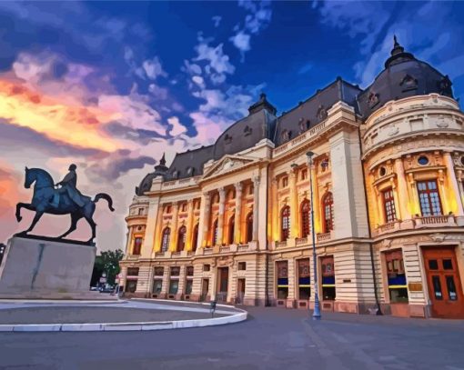 Bucharest Central University Library Carol Diamond Painting