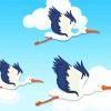 Cartoon Herons Flying Diamond Painting