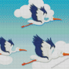 Cartoon Herons Flying Diamond Painting