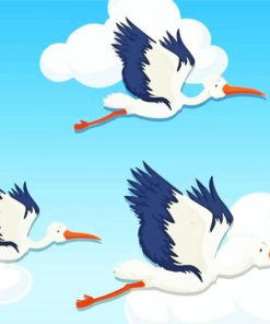 Cartoon Herons Flying Diamond Painting