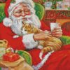 Christmas Santa With Cat Diamond Paintings