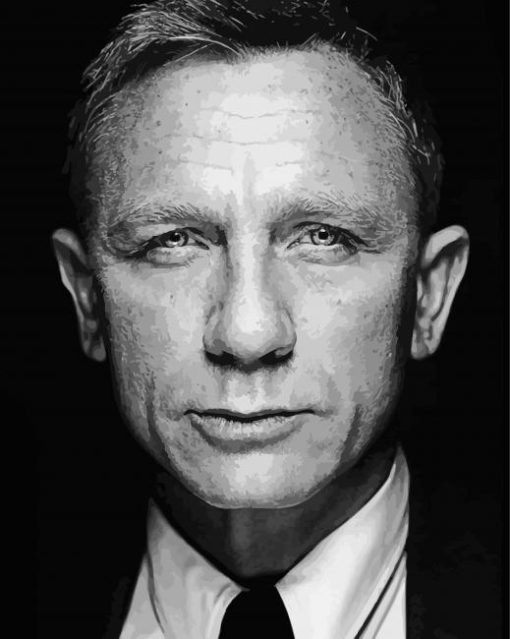 Close Up Black And White Daniel Craig Diamond Paintings