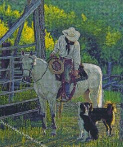 Cowboy And Dogs Diamond Paintings