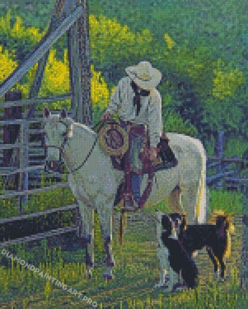 Cowboy And Dogs Diamond Paintings