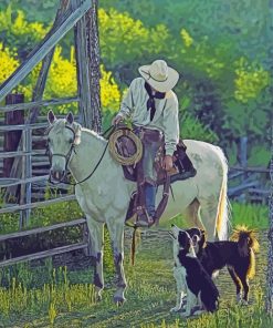 Cowboy And Dogs Diamond Paintings