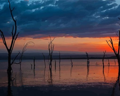 Dead Trees Lake Nakuru Kenya Diamond Painting