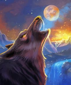 Fenris Wolf And Moon Diamond Painting