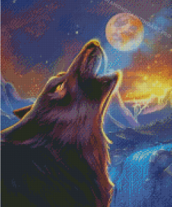 Fenris Wolf And Moon Diamond Painting