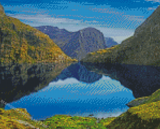 Fiordland Landscape Reflection Diamond Painting