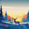 Forest Sunrise Deer Diamond Painting