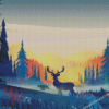 Forest Sunrise Deer Diamond Painting