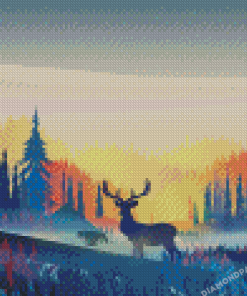 Forest Sunrise Deer Diamond Painting