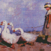 Girl With Ducks Diamond Painting