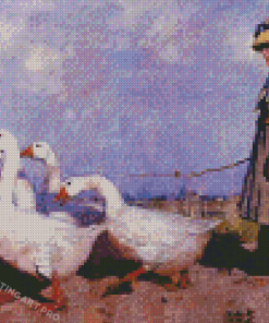 Girl With Ducks Diamond Painting