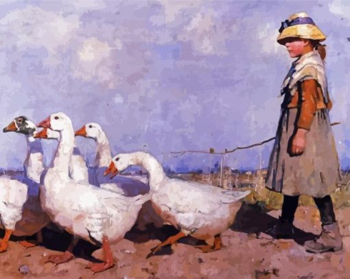 Girl With Ducks Diamond Painting