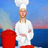 Girl Chef Cooking Seafood Diamond Paintings