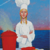 Girl Chef Cooking Seafood Diamond Paintings