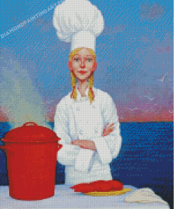 Girl Chef Cooking Seafood Diamond Paintings