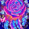 Glowing Rose Feathers Diamond Painting