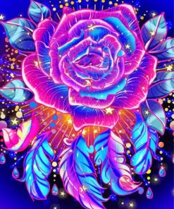 Glowing Rose Feathers Diamond Painting