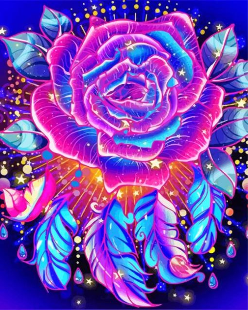 Glowing Rose Feathers Diamond Painting