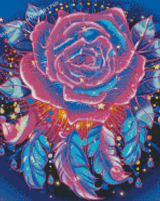 Glowing Rose Feathers Diamond Painting