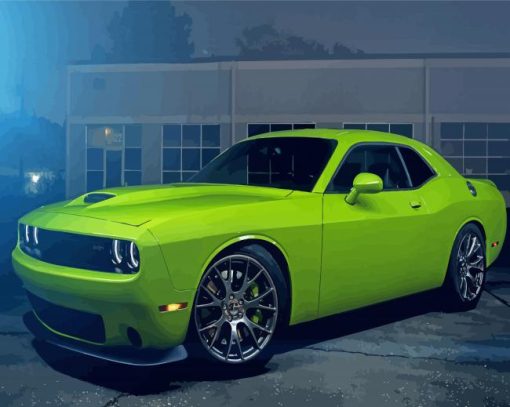 Green Dodge Challenger Diamond Painting