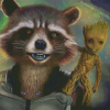 Groot And Rocket Diamond Paintings