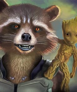 Groot And Rocket Diamond Paintings