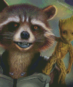 Groot And Rocket Diamond Paintings