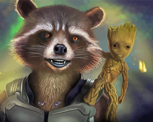 Groot And Rocket Diamond Paintings