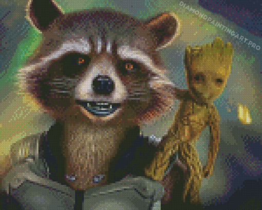 Groot And Rocket Diamond Paintings