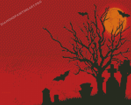 Halloween Landscapes Silhouette Diamond Paintings