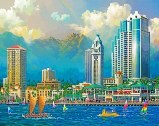 Hawaii Aloha Tower Diamond Painting