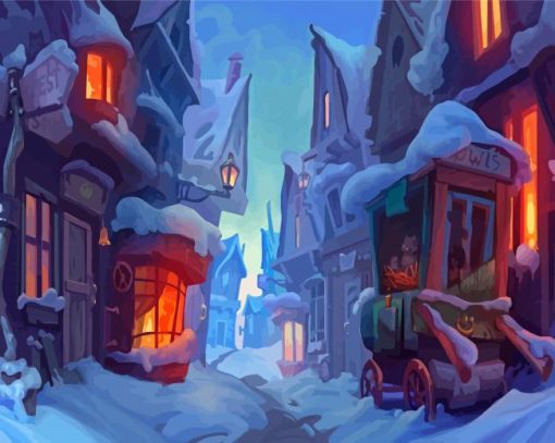 Hogsmeade In Winter Diamond Painting