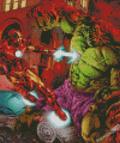 Hulk And Iron Man Heroes Diamond Painting