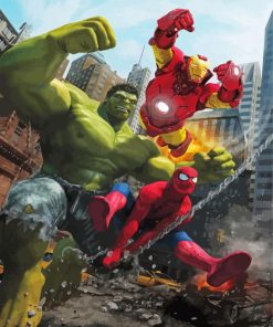 Hulk And Iron Man With Spider Man Diamond Painting