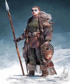 Hunter Lady In Snow Diamond Painting