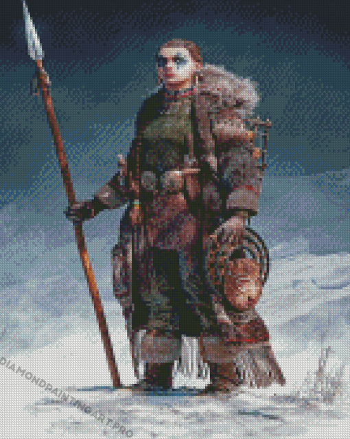 Hunter Lady In Snow Diamond Painting