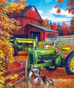 John Deere Trekker Autumn Farm Diamond Paintings