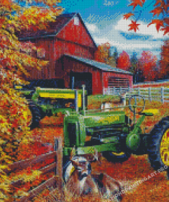 John Deere Trekker Autumn Farm Diamond Paintings