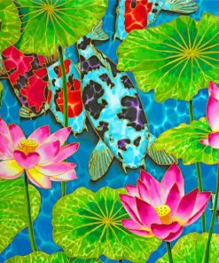 Lotus Flowers And Koi Fish Diamond Paintings