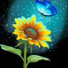 Magical Blue Butterfly On Sunflower Diamond Painting