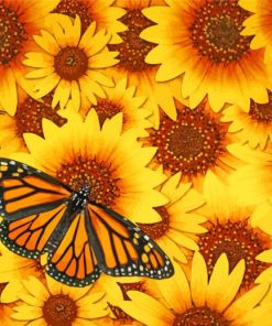 Monarch Butterfly On Sunflowers Diamond Painting