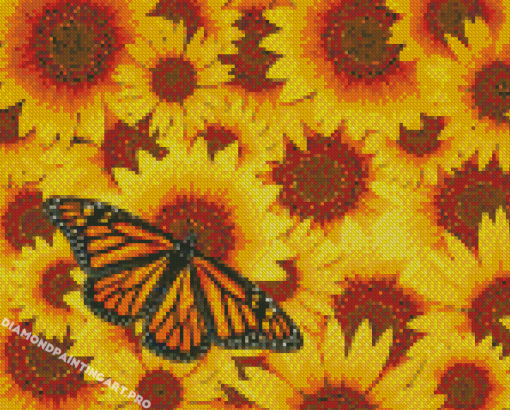 Monarch Butterfly On Sunflowers Diamond Painting