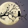 Moonlight Cat On Branch Of Tree Diamond Paintings